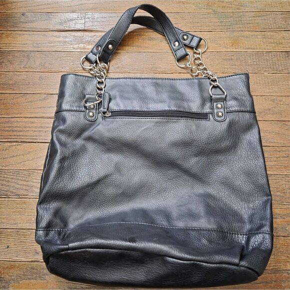 Cato Black Studded Shoulder Bag – Man-Made Materials – Repaired – 15"x14" - Picture 3 of 10